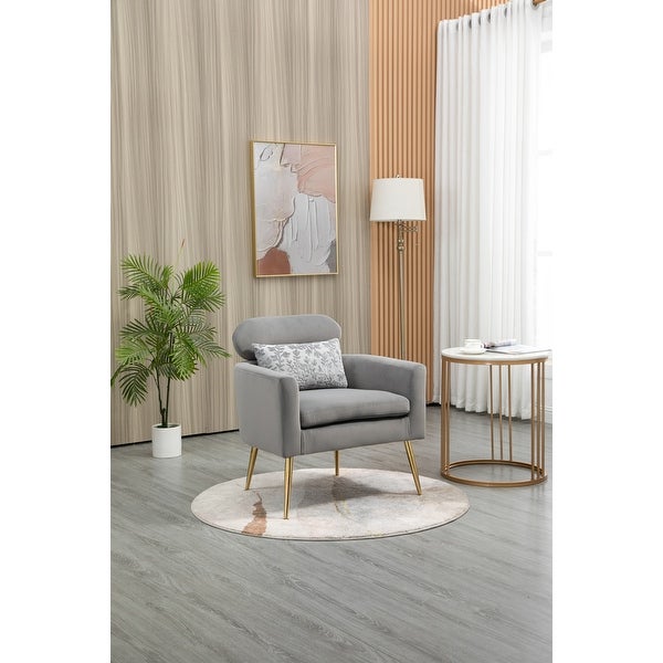 Modern Lounge Accent Chair with Velvet Upholstery， Grey