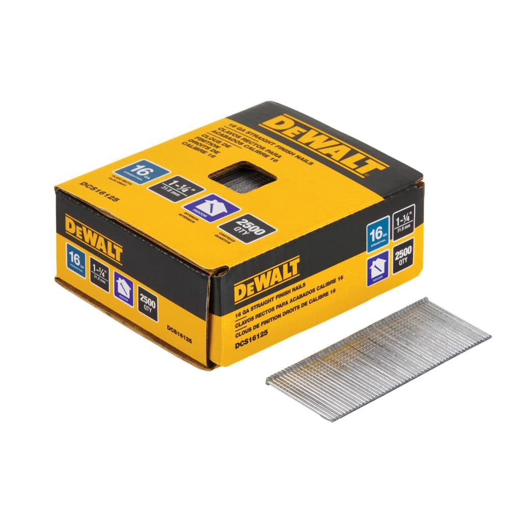 DEWALT 1-1/4 Straight 16 Gauge Finishing Nails (2500 pk) DCS16125 from DEWALT