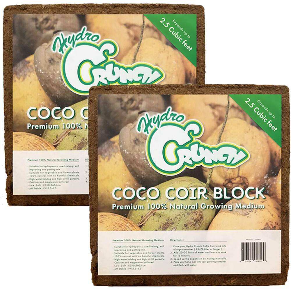 Hydro Crunch 2.5 cu. ft. Coco Coir Block of Soilless Growing Media (2-Pack) CB801-2PK