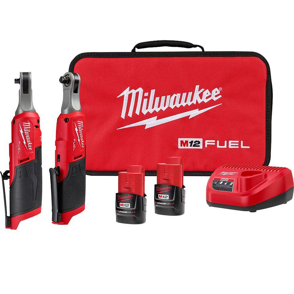 MW M12 FUEL 12V Li-Ion Brushless Cordless High Speed 38 in. Ratchet and M12 FUEL High Speed 14 in. Ratchet Combo Kit 2567-22-2566-20