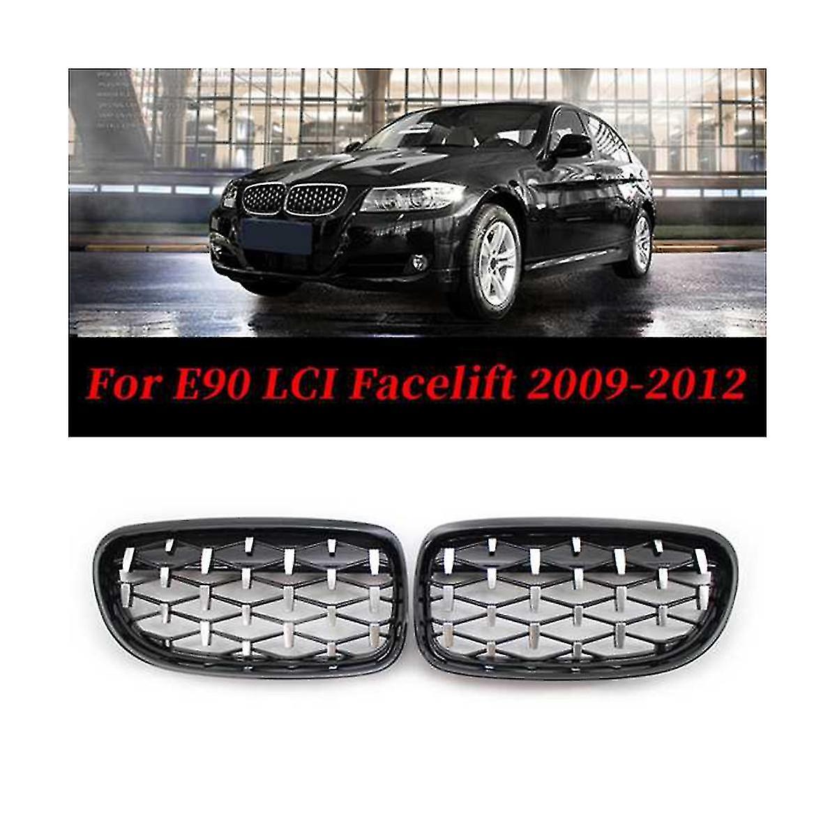 Car Front Bumper Diamond Grille Chrome Kidney Grills For 3 Series E90 E91 4 Doors Facelift 2009-201