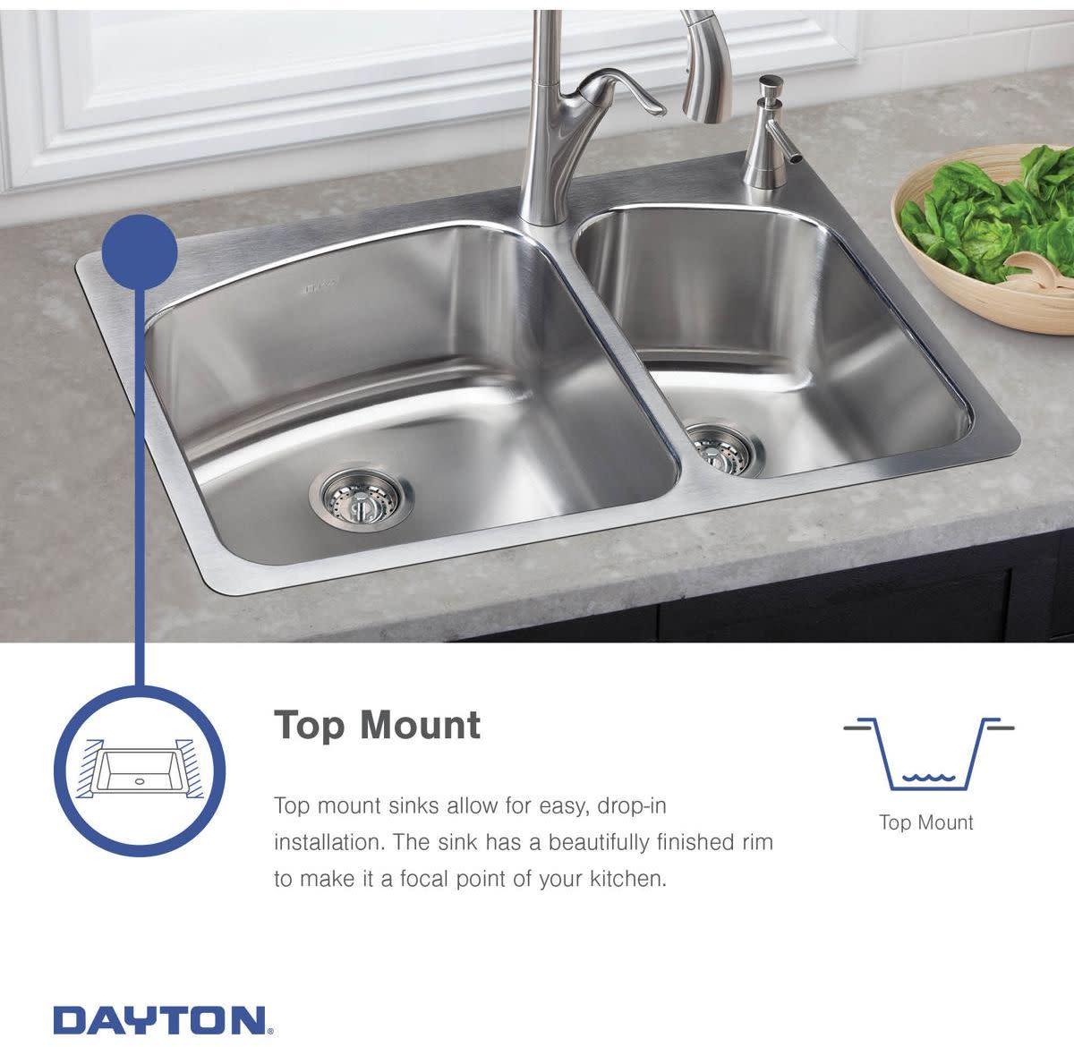 Dayton Stainless Steel D117212 17 x 21-1/4 x 6-1/2 ， Single Bowl Top Mount Bar Sink