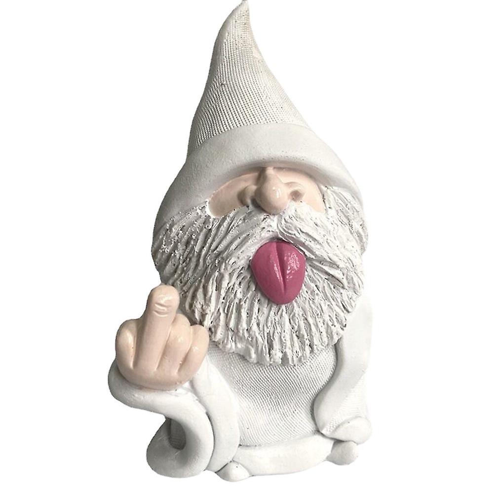 Middle Finger White Clothes Dwarf Garden Statues Sculptures Outdoor Ornament Crafts