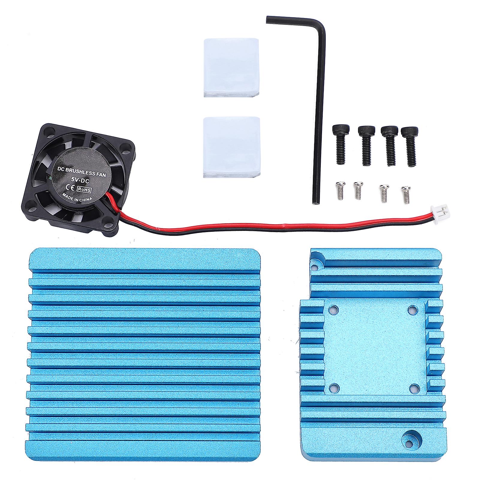 Aluminum Alloy Heat Sink Radiator With Mini Cooling Fan Heat Fin Cooler For Nanopi R2s