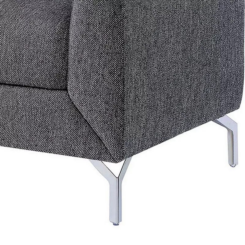 Fabric Loveseat with 2 Matching Pillows and Metal Feet， Gray