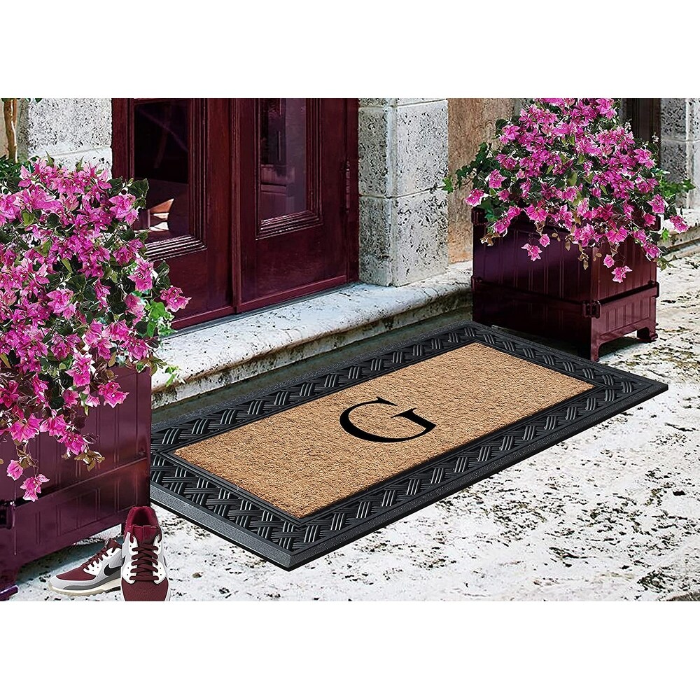 A1HC Paisley Border Rubber and Coir Large Heavy Duty Outdoor Monogrammed Doormat  23\