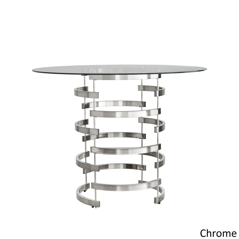 Nova Round Glass Top Vortex Iron Base 3 Piece Counter Height Dining Set by iNSPIRE Q Bold