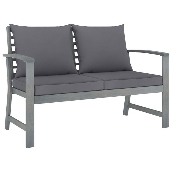 3 Piece Garden Lounge Set with Cushion Solid Acacia Wood Gray - Overstock - 36226075