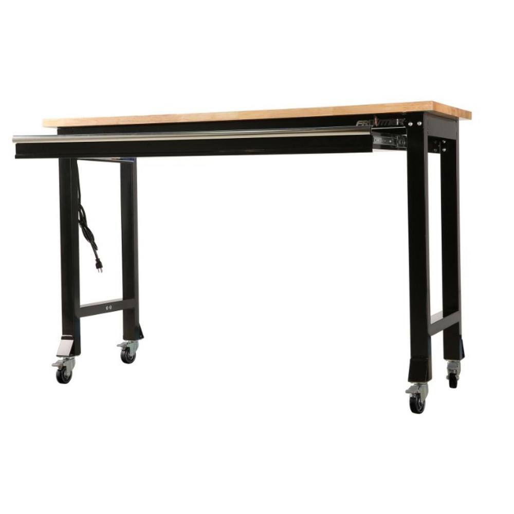 Frontier 5 ft. Workbench with Rubber Wood Top Single Drawer and Casters WB602201