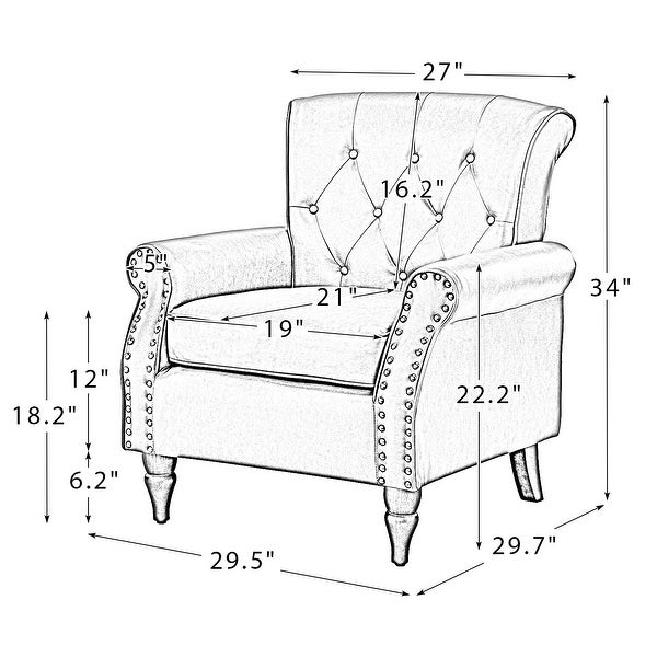 Indiges Transitional Comfy Nailhead Accent Arm Chair with Tufted Back by HULALA HOME