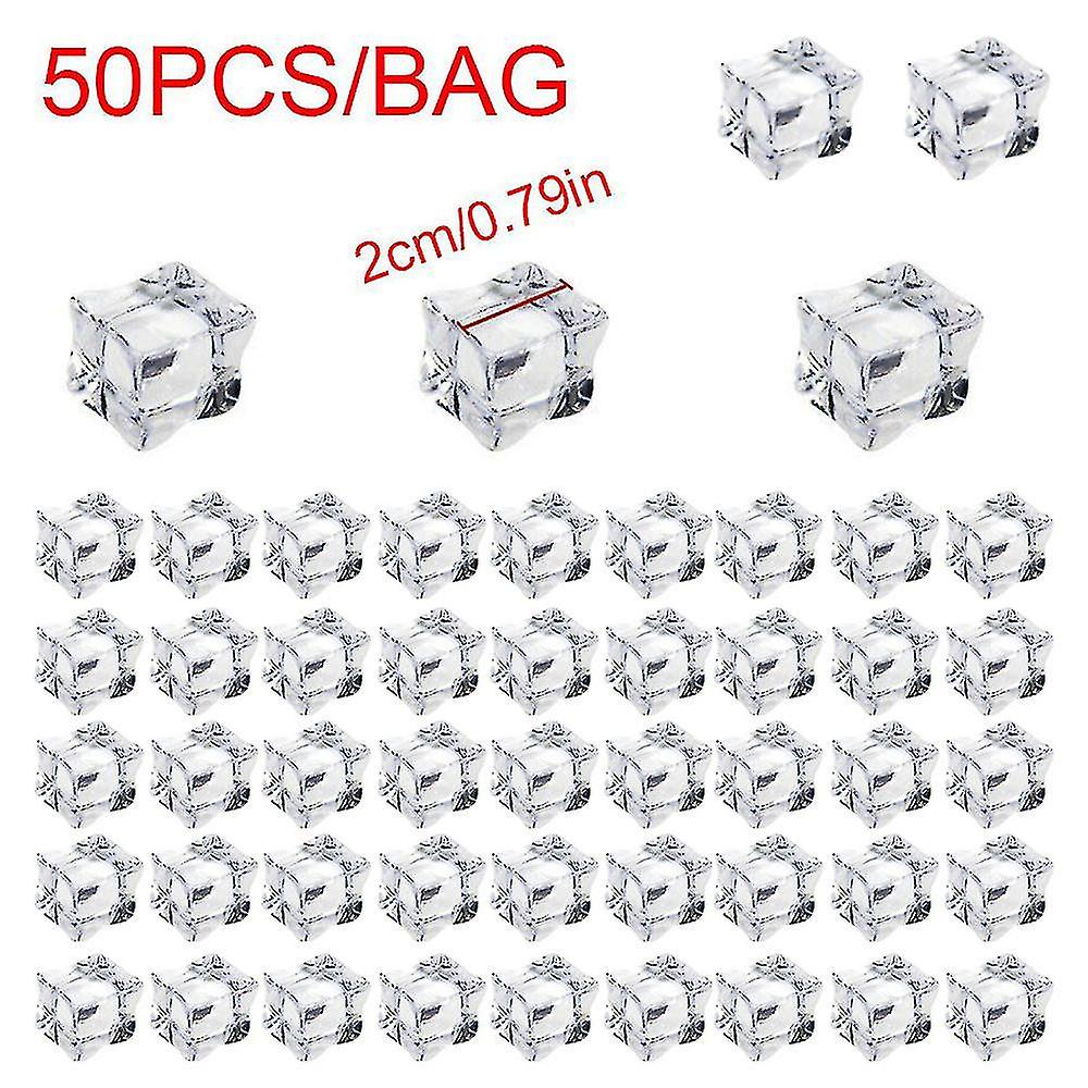 Hmwy-50pcs 20/25mm Clear Fake Crushed Ice Rocks Ice Cubes Vase Fillers Ice Cubes