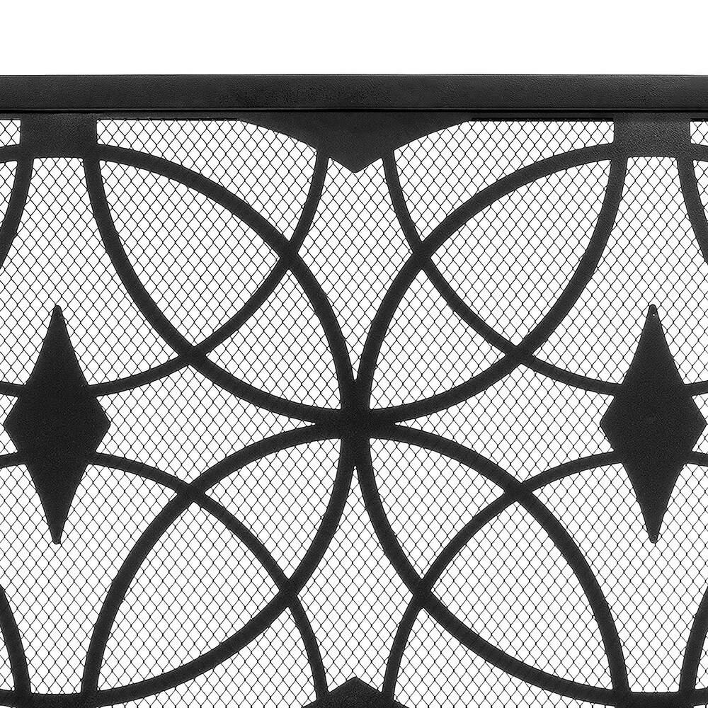 Modern Single Panel Black Unique Pattern Iron Fireplace Screen    41.73'' x 12.20'' x 29.33''