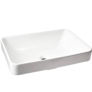 Novatto Rectangular 23 in. Drop-In Porcelain Bathroom Sink in White with Overflow Drain in Matte Black NP-DI2185511MB