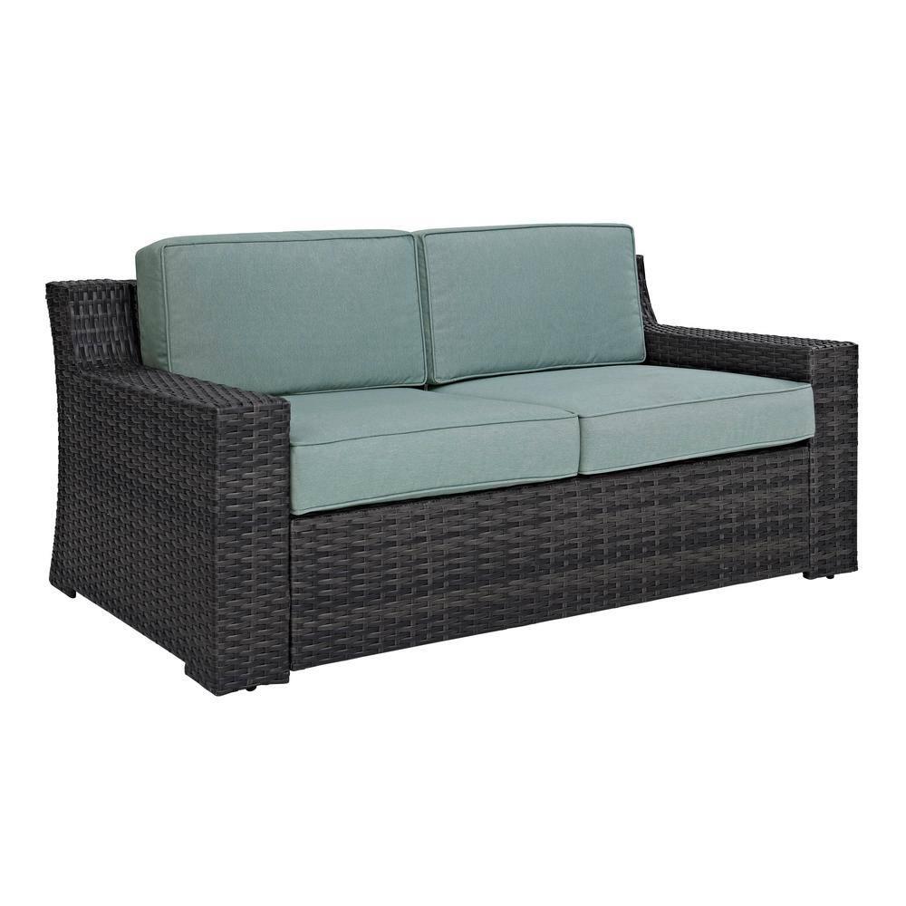 CROSLEY FURNITURE Beaufort 1Piece Wicker Outdoor Loveseat with Mist Cushions