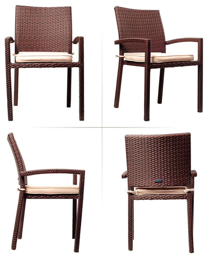 Liberty 4 Piece Patio Armchair Set  High Quality Wicker  Ideal for Outdoors   Tropical   Outdoor Dining Chairs   by Amazonia  Houzz