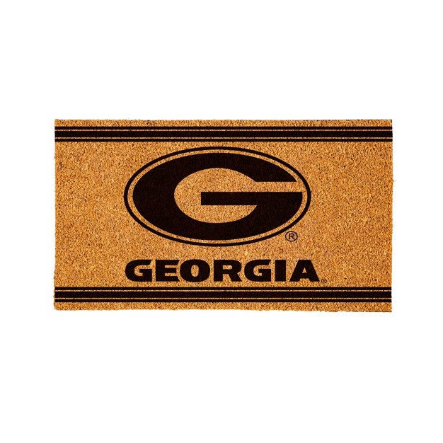 Evergreen University Of Georgia Logo Turf Mat Brown 28 X 16 Inches Indoor Outdoor Doormat