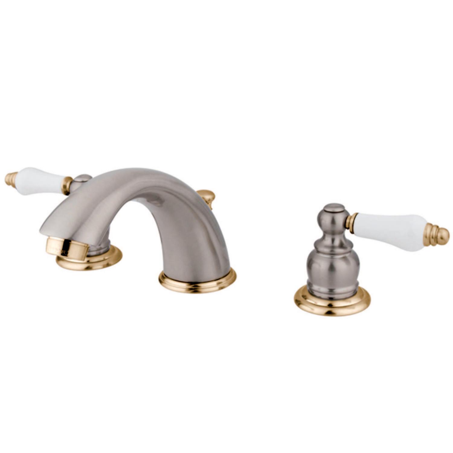 Kingston Brass KB979B Widespread Bathroom Faucet， Brushed Nickel/Polished Brass