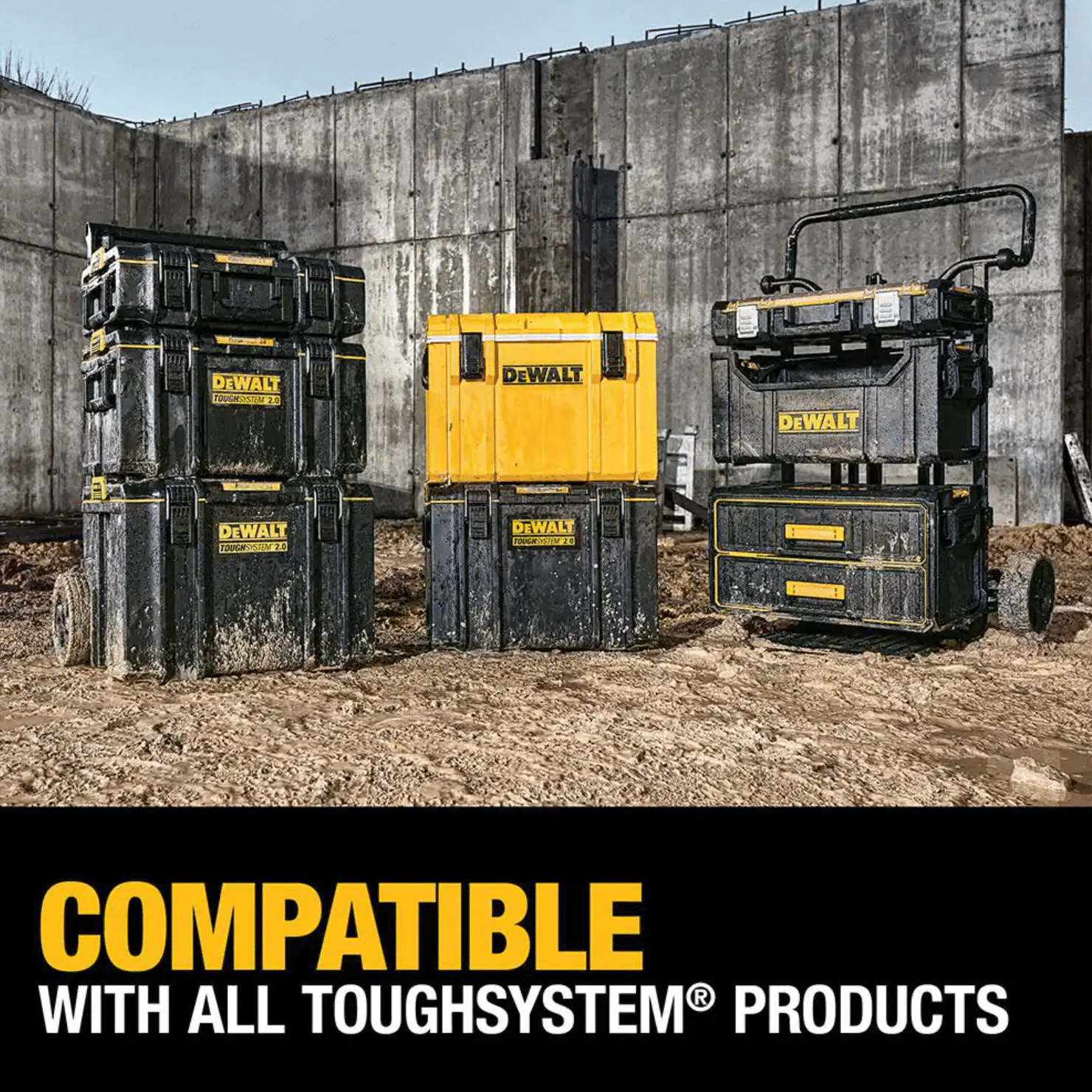 Dewalt ToughSystem 2.0 Small Tool Box with Bonus 22 in. Medium Tool Box and 24 in. Mobile Tool Box， 3-Piece Set Dwst08165w00450