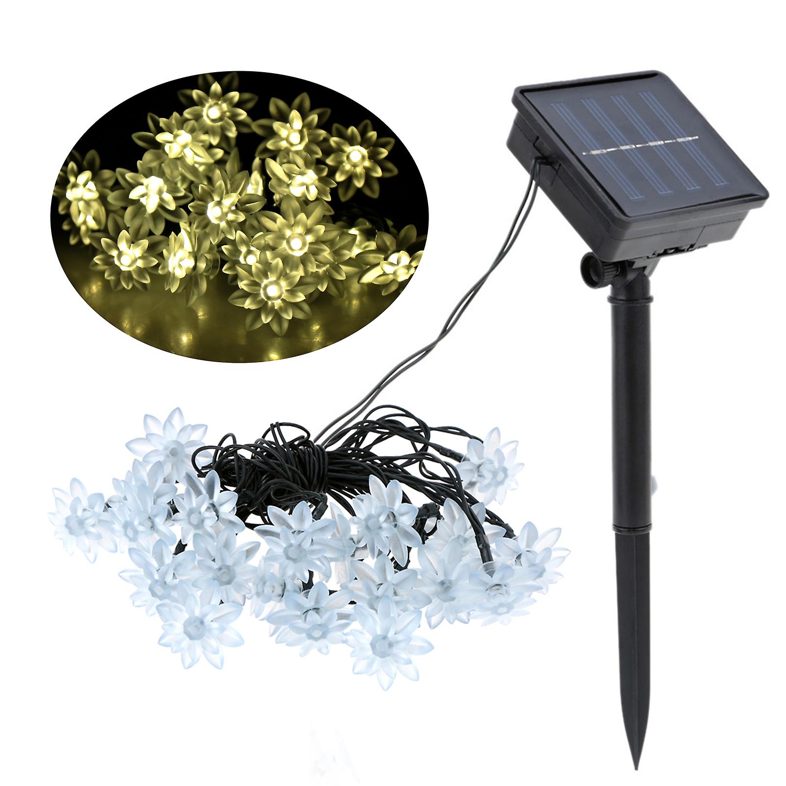 Solar Powered Energy 5m 20leds Warm White Flower String Fairy Light Outdoor Lamp 2 Diverse Lighting Effects Built-in 600mah High Capacity Rechargeable