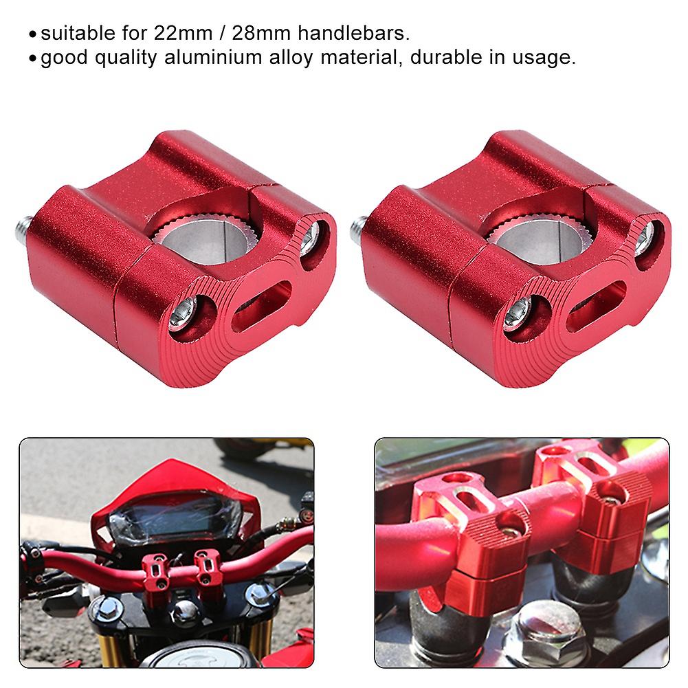 1 Pair Of 22mm 28mm Bar Clamps Handlebar Risers For Motorcycle Refit Accessories Red