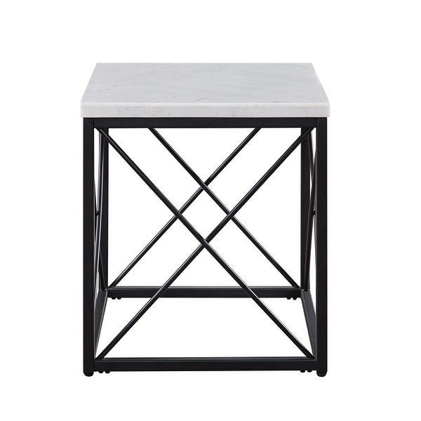 Carbon Loft Havinga Modern White Marble Square End Table