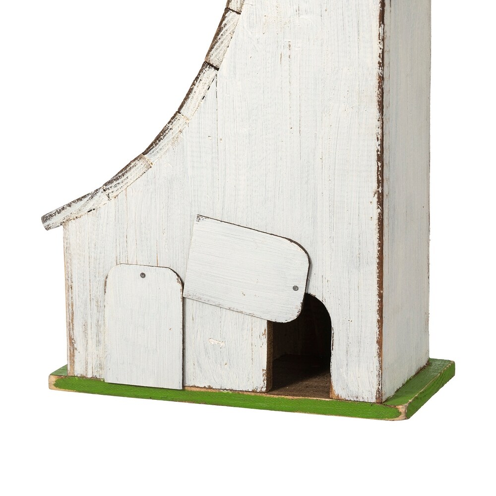 Glitzhome 13''H Distressed Solid Wood Birdhouse with flowers   13\