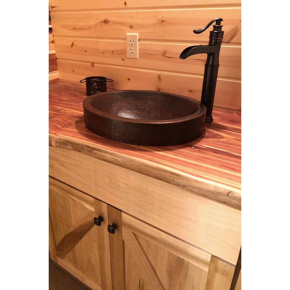 Premier Copper Products Oval Skirted Hammered Copper Vessel Sink in Oil Rubbed Bronze VO18SKDB