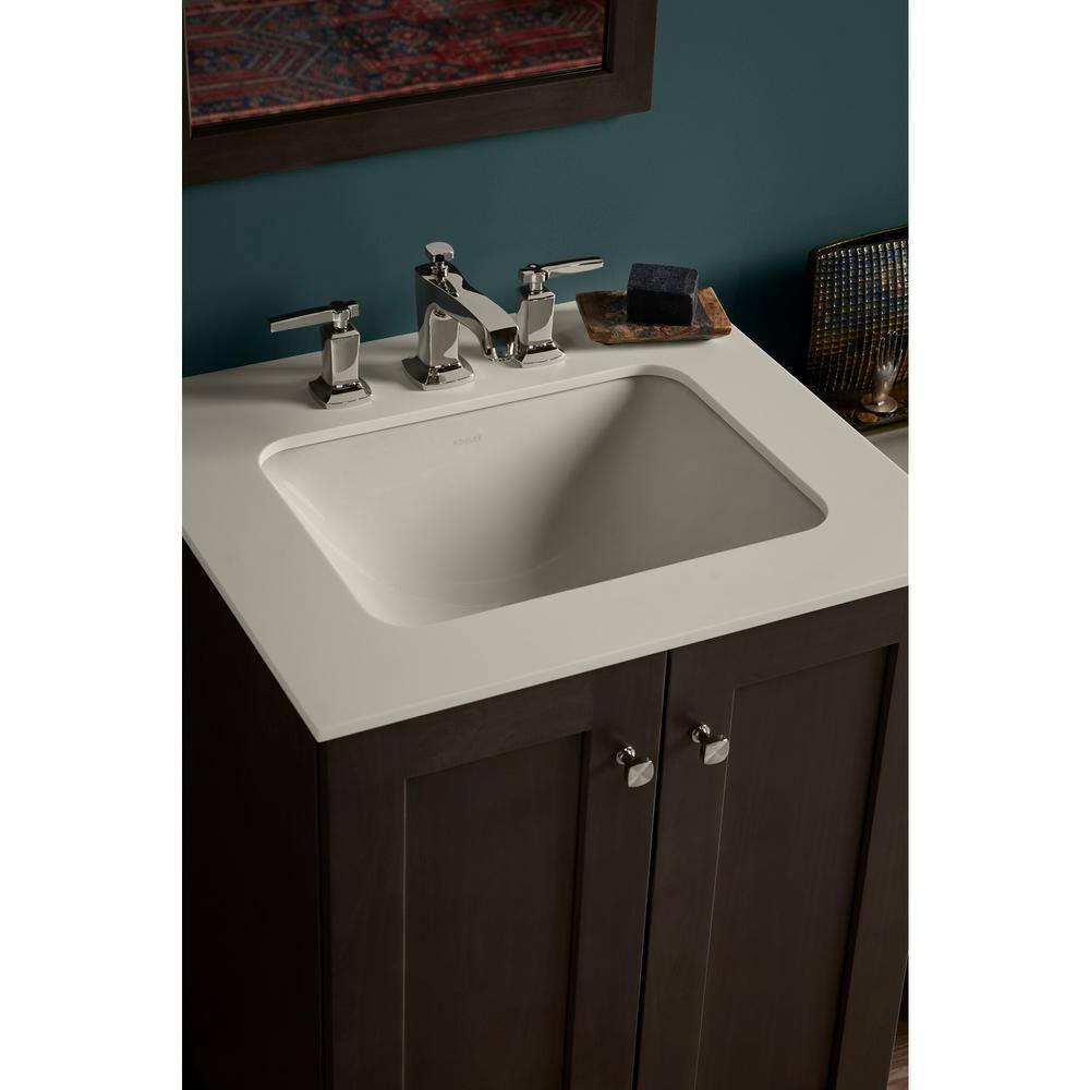 KOHLER Caxton Rectangle Undermount Bathroom Sink in Biscuit K-20000-96