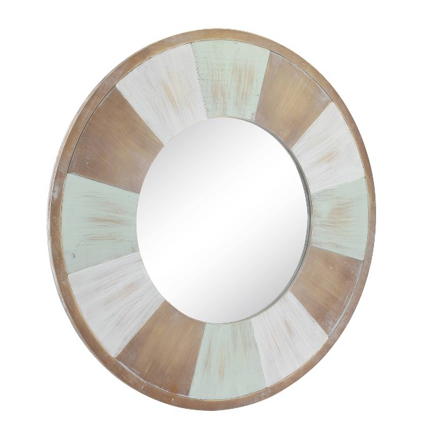 Round Rustic Mirror White blue Stonebriar Collection