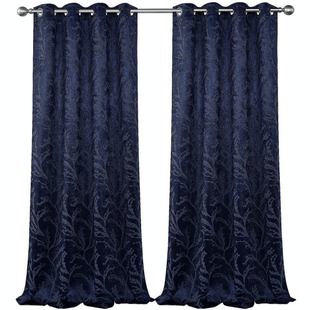 Kate Aurora 2 Pack Arbor Room Darkening Floral Grommet Top Window Curtain Panels