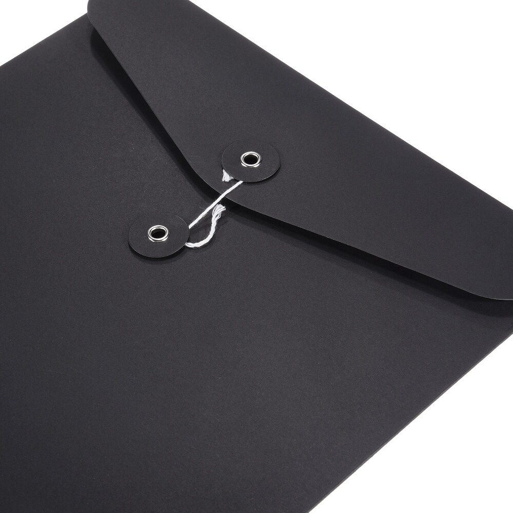 5pcs String Envelope File Folders  A4 Document Holder Filing Jacket  Black