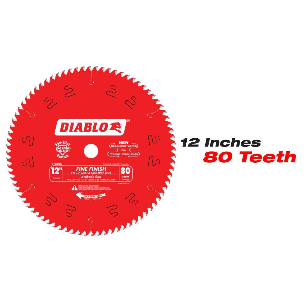 DIABLO 12 in. x 44-Tooth General Purpose and 12 in. x 80-Tooth Fine Circular Saw Blades (2-Blades) D12441280X2GS