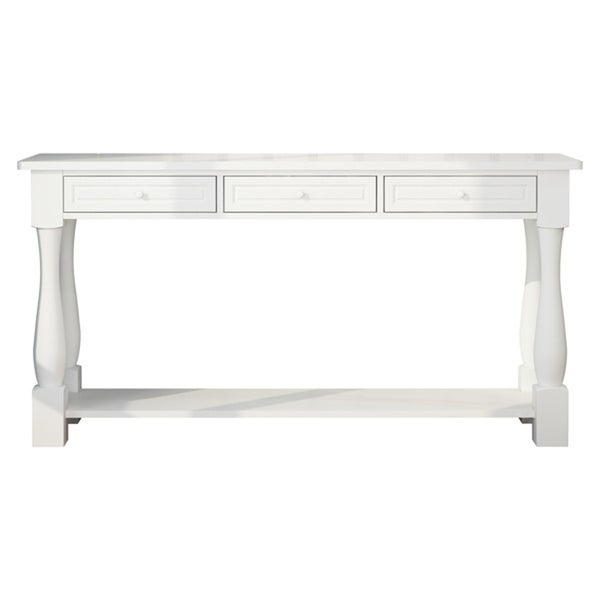 Wood Entryway Console Table with Storage Drawers and Bottom Shelf