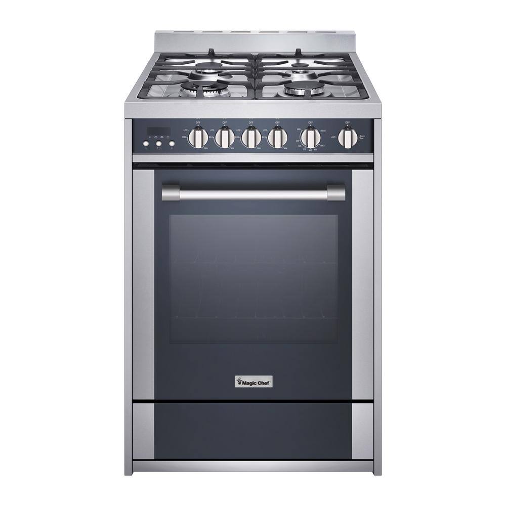 Magic Chef 24 in. 4 Burner Freestanding Gas Range in Stainless Steel MCSRG24S2