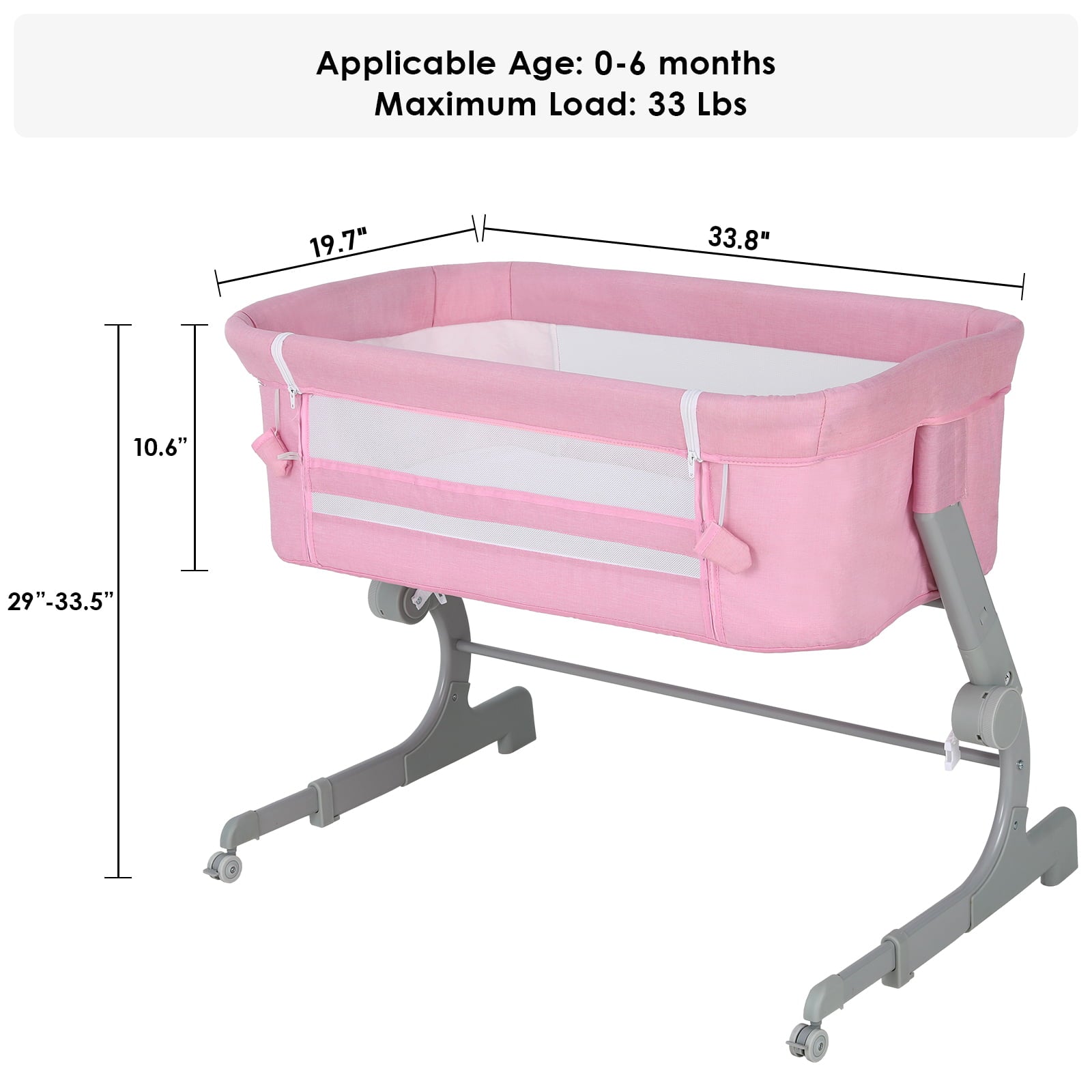 Increkid Baby Bassinet for Infant, Adjustable Portable Bedside Crib