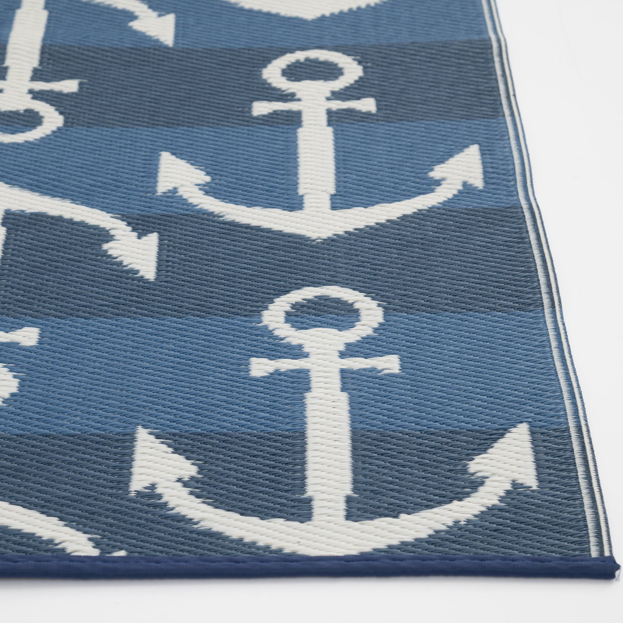 Mainstays 5'x7' Blue Anchor Plastic Reversible Outdoor Rug