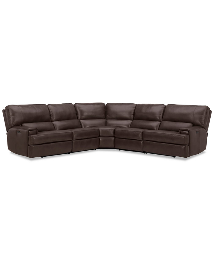 Furniture Binardo 123 5 Pc Zero Gravity Leather Sectional with 2 Power Recliners