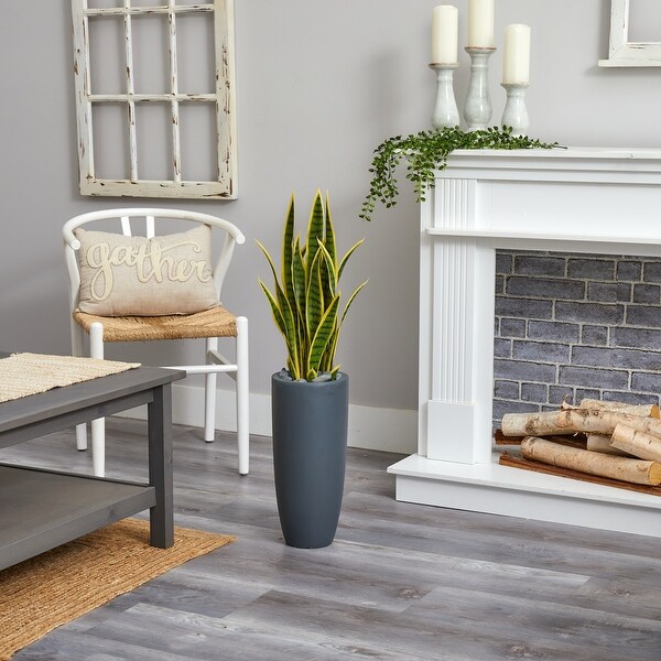 3' Sansevieria Artificial Plant in Gray Bullet Planter