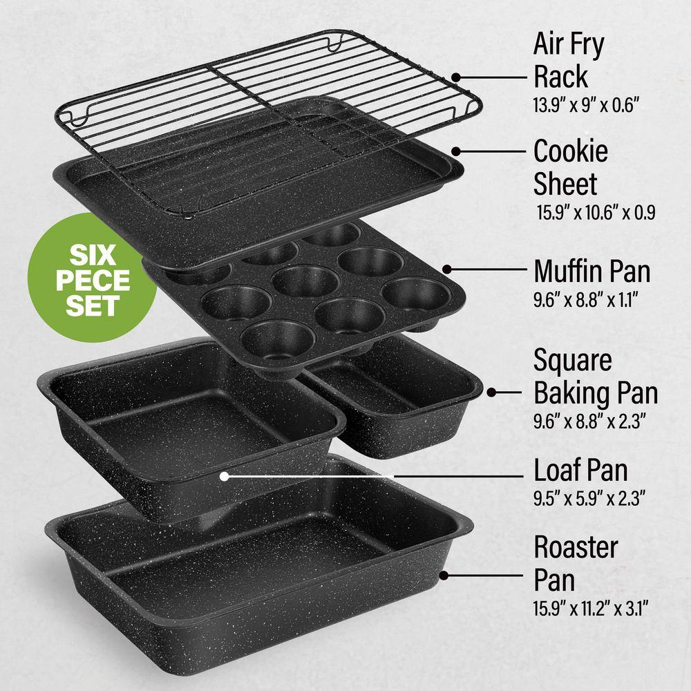 GRANITESTONE StackMaster 6-Piece Carbon Steel Diamond Infused Nonstick Space Saving Stackable Bakeware Set 7290