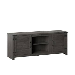 Twin Star Home 60 in. Weathered Gray TV Stand Fits TV's up to 65 in. with Planked Doors and Nail Head Details TC60-6714-PG77