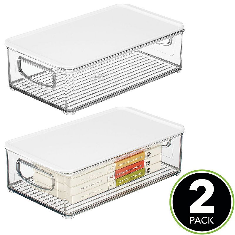 mDesign Plastic Kitchen Food Storage Bin with Handles， Lid， 2 Pack