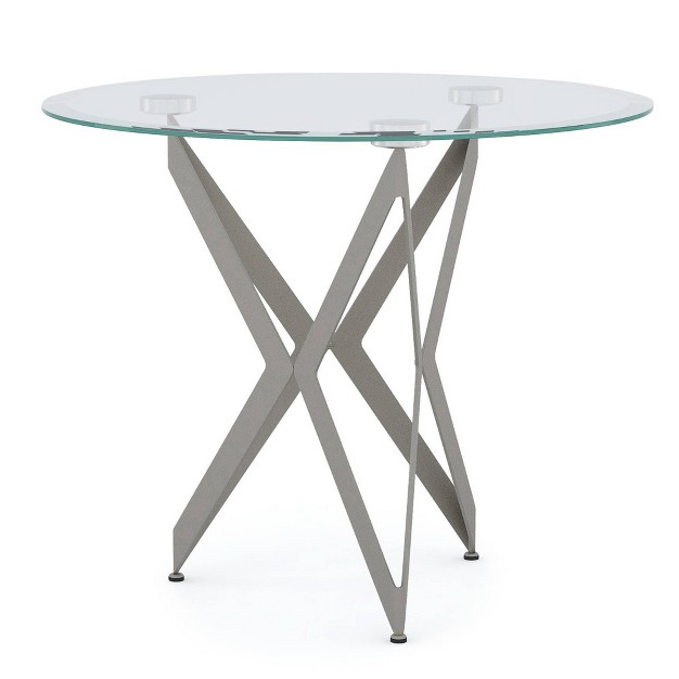 Braylyn Round Glass Top Contemporary End Table Champagne Mibasics