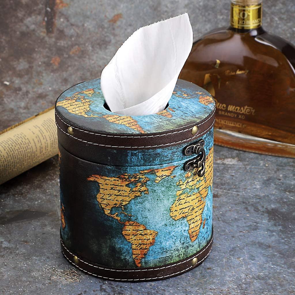 Round Retro Wooden Tissue Box Lid - Vintage Napkin Holder， Pump Paper Dispenser， Decorative Tissue Box Holder For Home， Office， Restaurant， Car， Autom