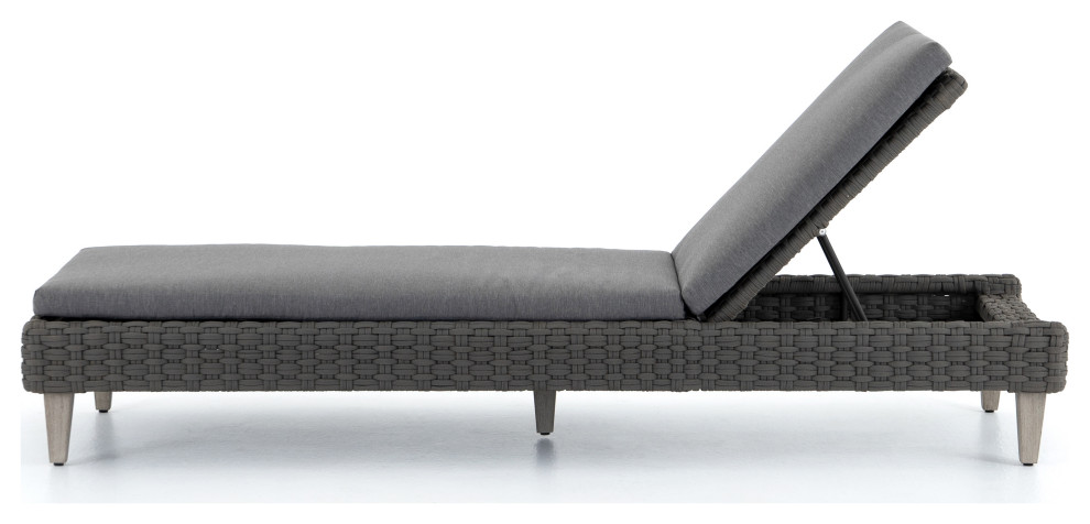 Remi Outdoor Chaise Lounge  Charcoal   Tropical   Outdoor Chaise Lounges   by Four Hands  Houzz