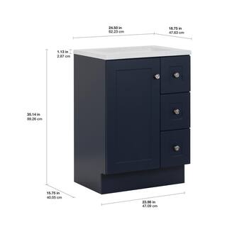 Glacier Bay Bannister 24.5 in. W x 18.75 in. D Bath Vanity in Deep Blue with Cultured Marble Top in Colorpoint White with White Sink BA24P2-DB