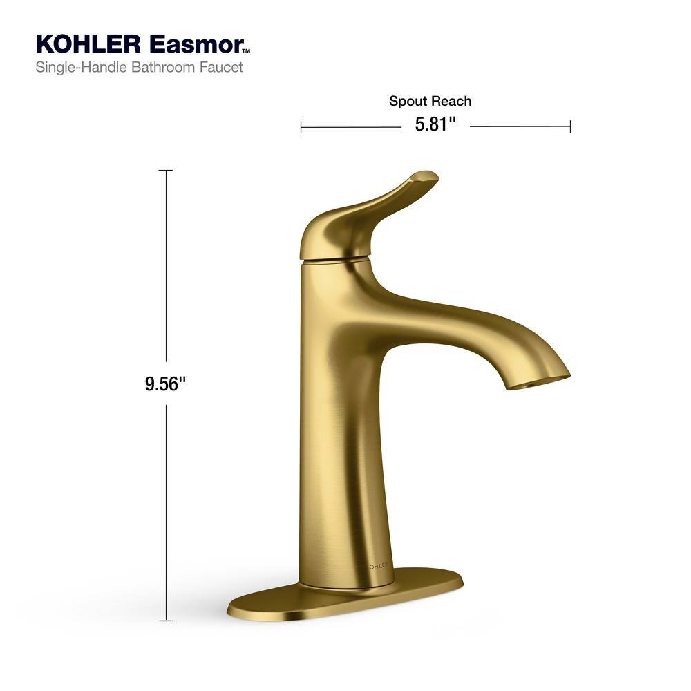 KOHLER Easmor Single-Handle Single Hole Bathroom Faucet in Vibrant Brushed Moderne Brass K-R28890-4D-2MB