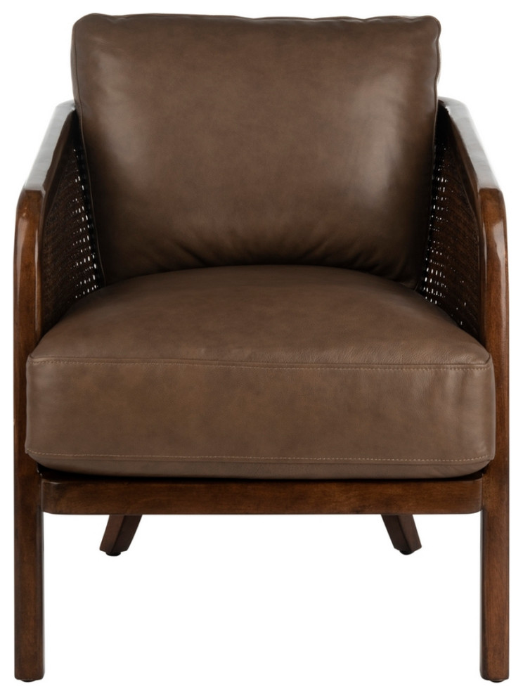 Jedrick Barrel Back Chair Dark Brown   Tropical   Armchairs And Accent Chairs   by Love Sofa  Houzz