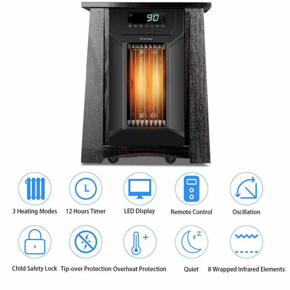 Costway 1500-Watt Electric Infrared Space Heater with LED Display Screen GHM0100