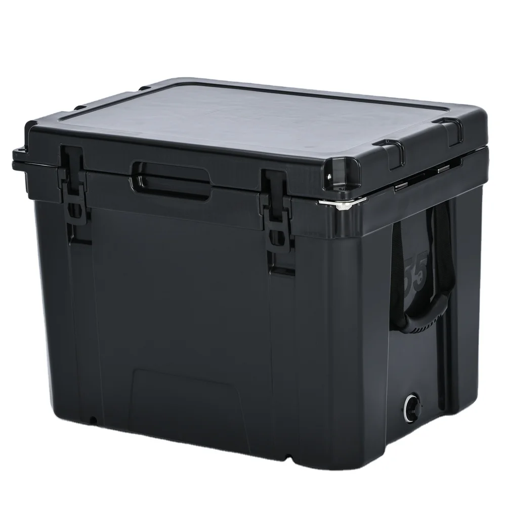 High performance rotomolded ice chest cooler box 55QT with bottle opener ruler mold on lid