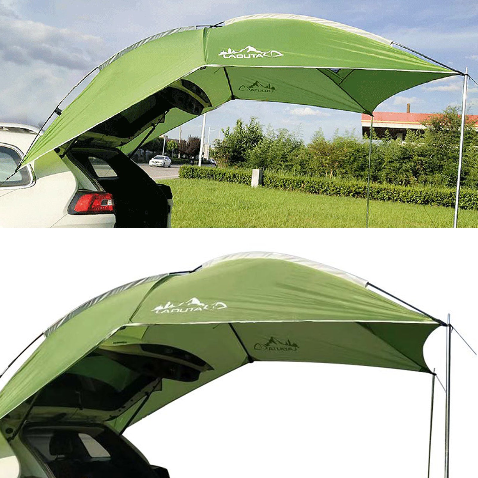 Outdoor SUV Tailgate Sun Shade Awning Car Rear Tent for Vehicle Sun Shelter， Setup Anywhere-Car Camping， Park， Sports， Attach to Truck Van RV Jeep， Green